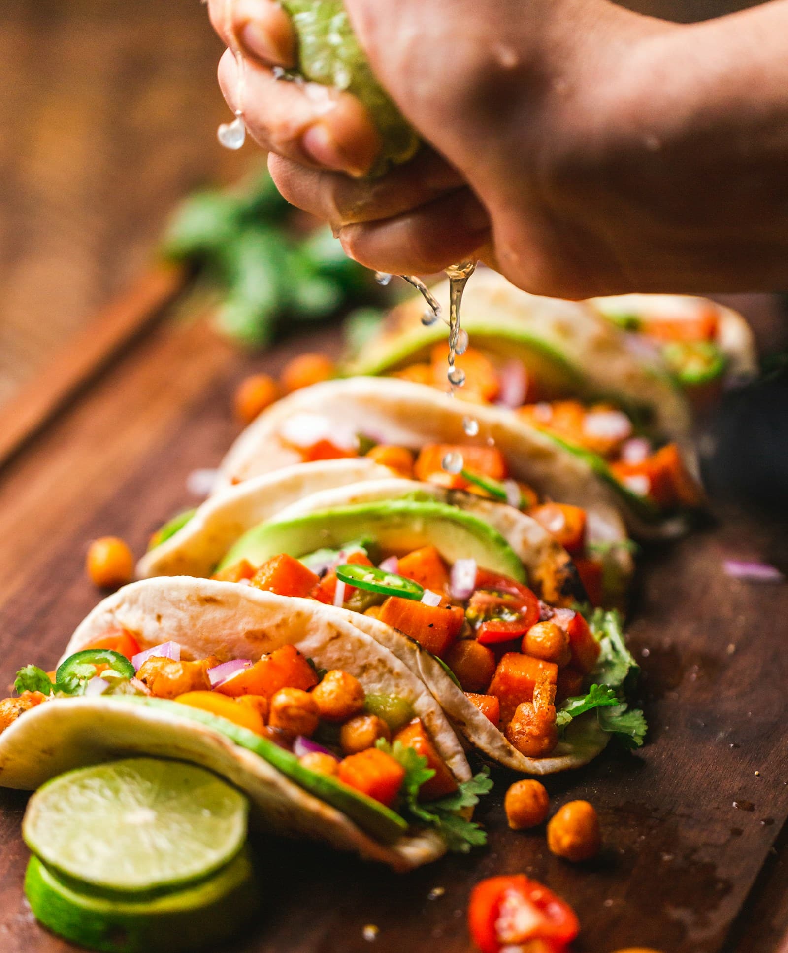 Cooked tacos with onion and coriander